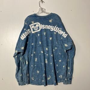 Disney Walt DisneyWorld Spirit Jersey Puff Print Denim Bleach Shirt Women’s XXL